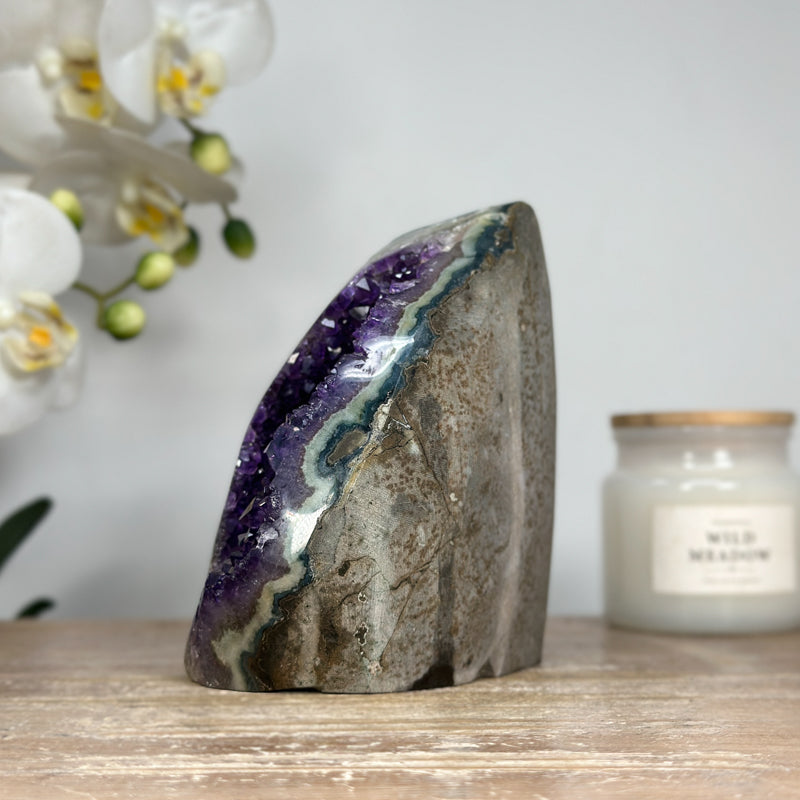 Stunning Natural Amethyst Geode with Jasper Shell - CBP1085