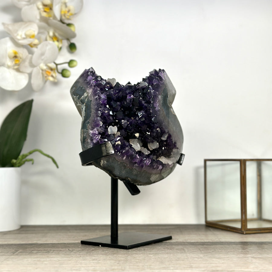Natural Amethyst Geode with Deep Purple Crystals – Unique Mineral Display Piece - MWS2818