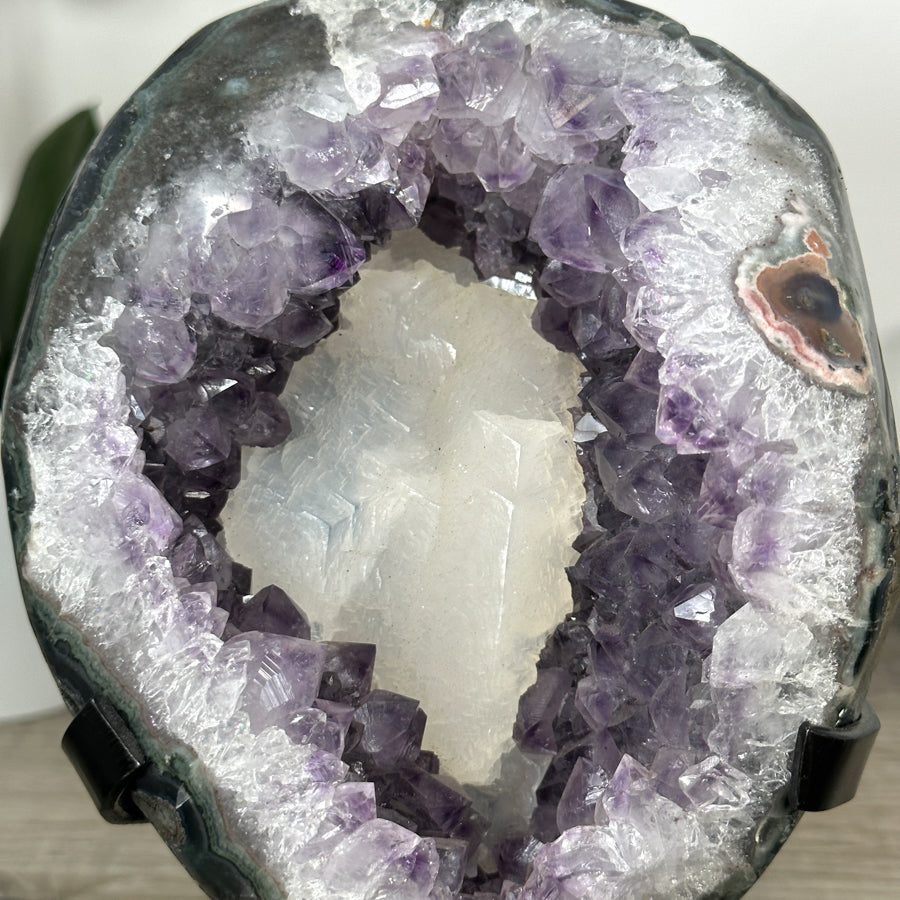 Natural Amethyst Geode wih Calcite Crystal interior - MWS3018