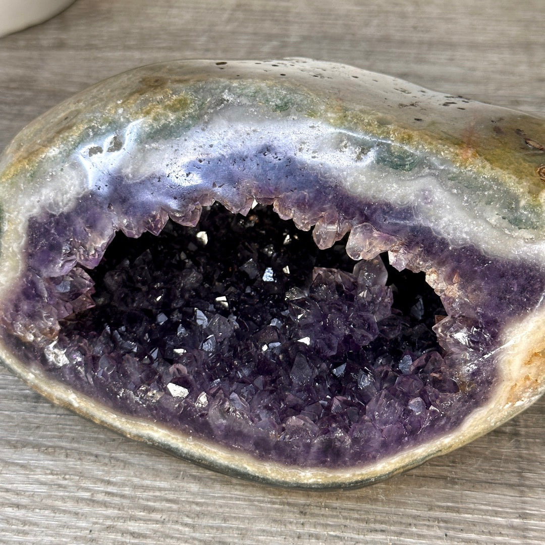 Uruguayan Amethyst Geode with Polished Shell - STGE0120