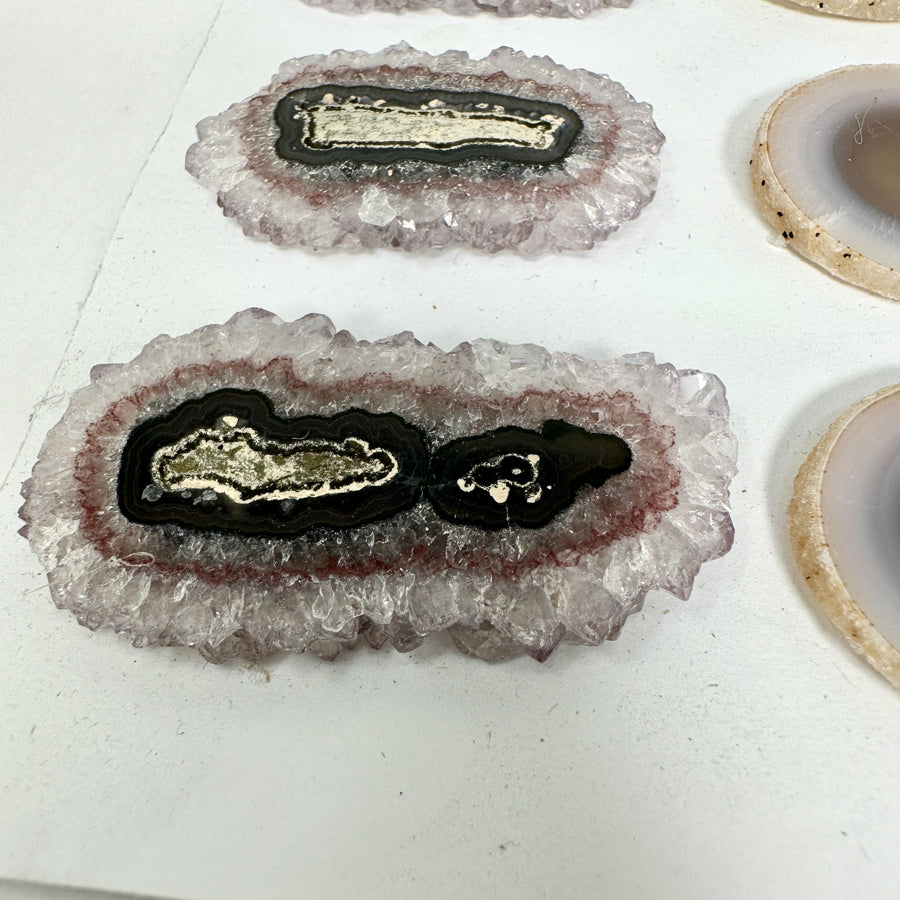 Unique Agate &amp; Quartz Natural Stalactite Slices Set - Natural Crystal for Handmade Jewelry - STS0064