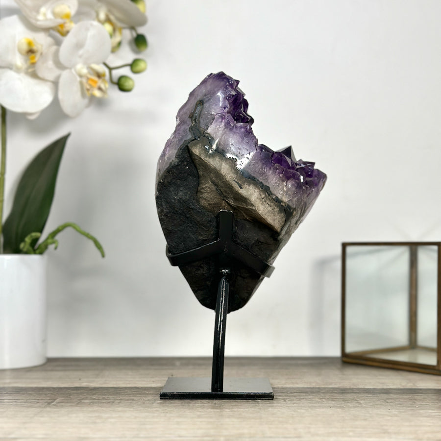 Deep Purple Amethyst Cluster on Metal Stand - MWS2772