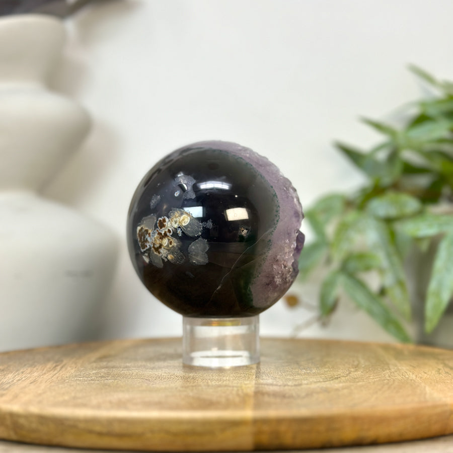 Natural Uruguayan Amethyst Druzy Sphere Geode - SPH0236