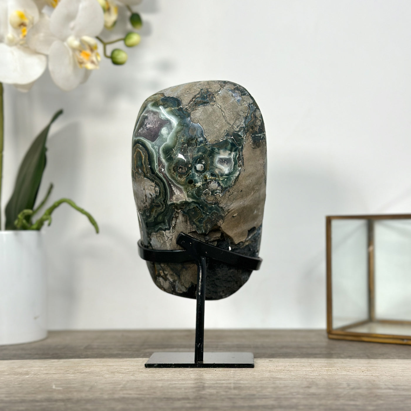 Uruguayan Amethyst Geode on Stand – Natural Crystal Cluster for Home Decor Display - MWS2680
