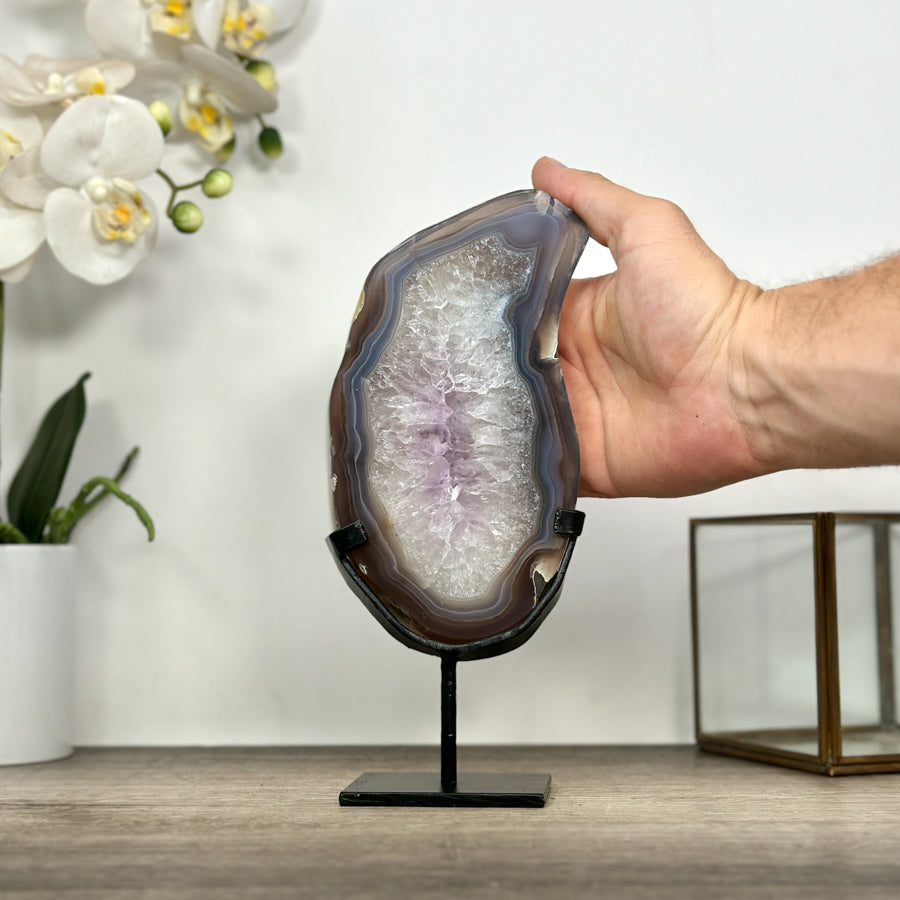 Natural Uruguayan Agate &amp; Quartz Stone Slice - MWS3011