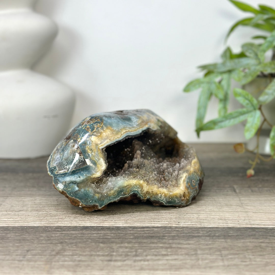 Natural Quartz &amp; Jasper Geode with Micro Stalactites Formations - STGE0039