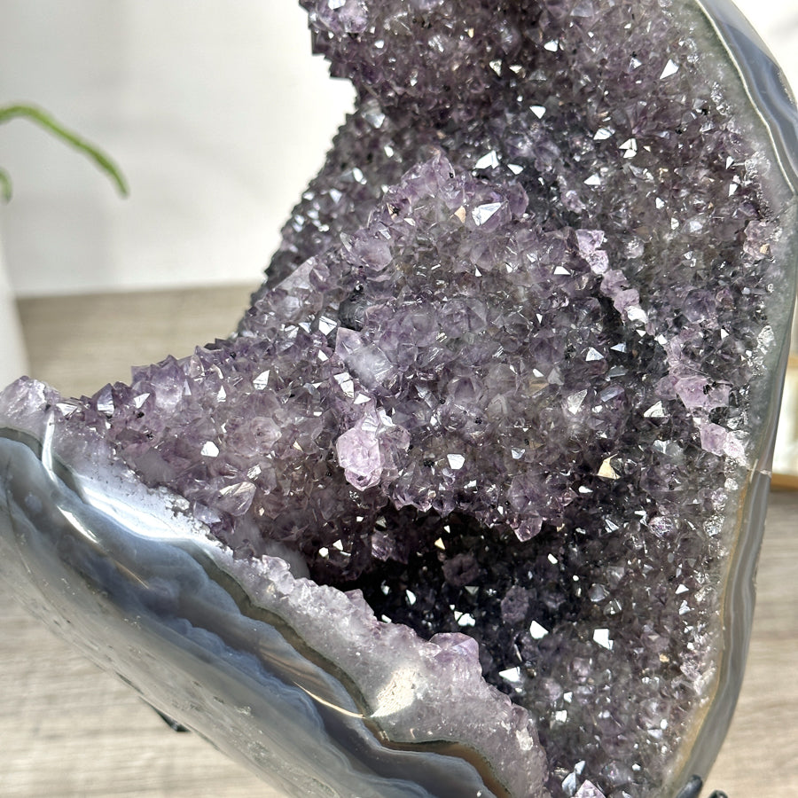 Natural Amethyst and Agate Specimen with Black Hematite Formations - MWS2394