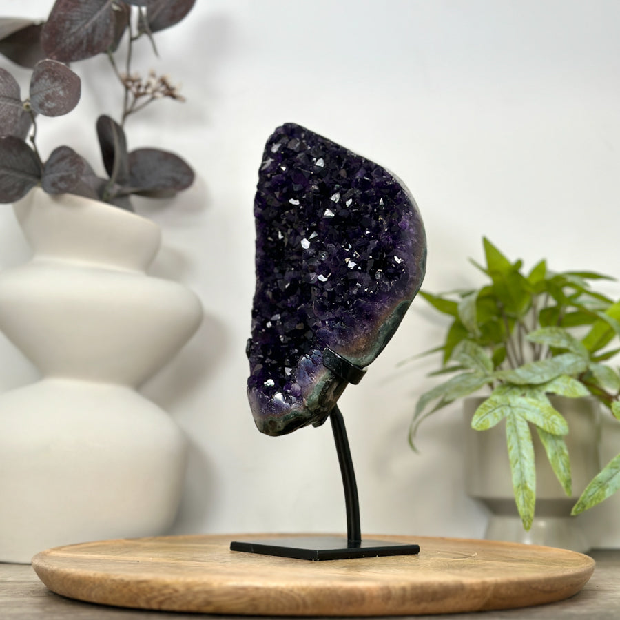 Unique Natural Amethyst Crystal Cluster on Stand - MWS3063