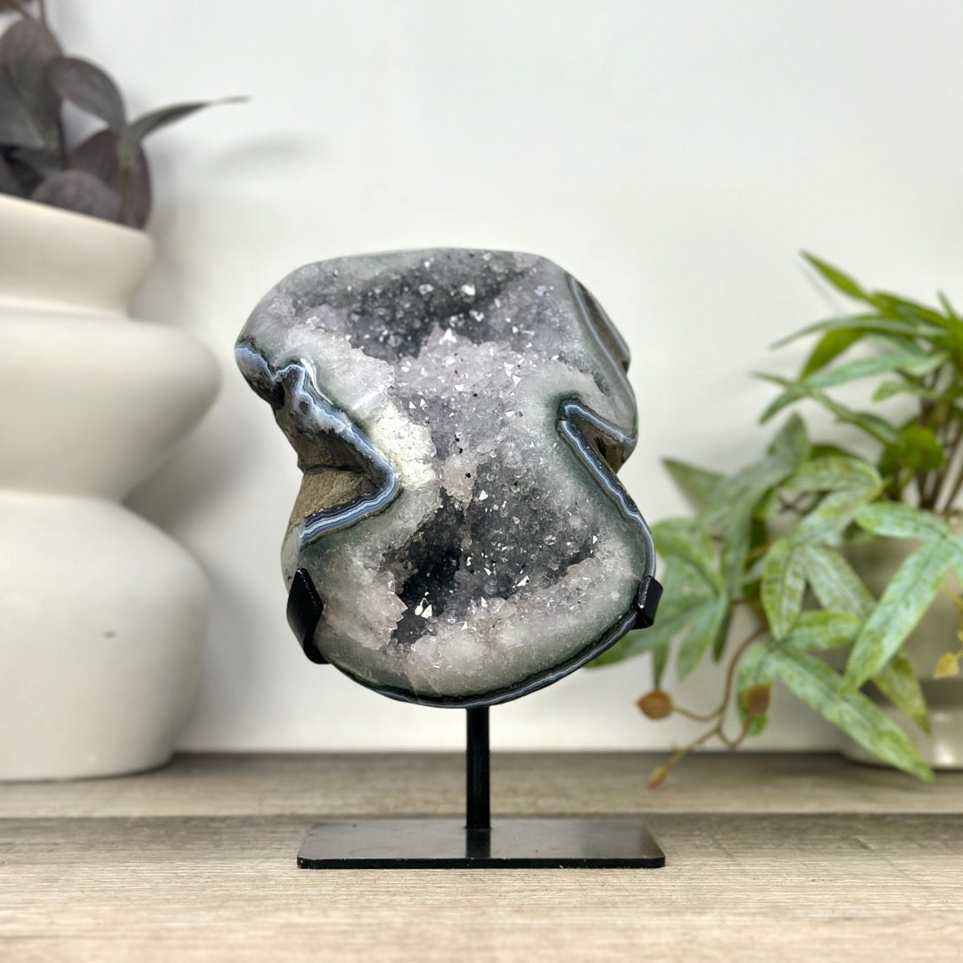 Natural Quartz Geode Statement piece on Stand - MWS3296