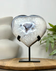 Blue Agate & Quartz Druzy Stone Heart from Uruguay - HST0357