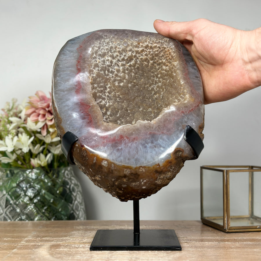 Rare Large Yellow Quartz Druzy Geode with Beautiful Red Banding - MWS1206