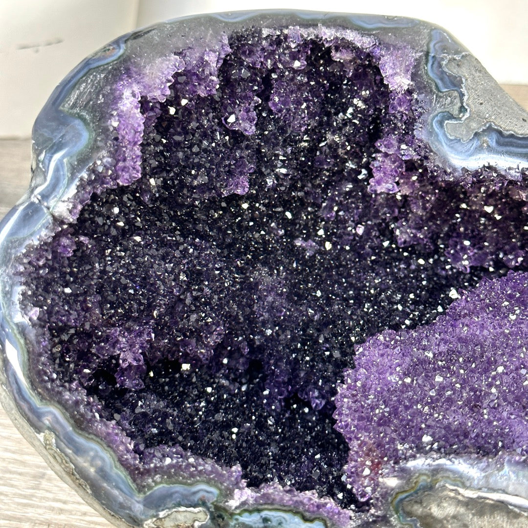 Natural Amethyst Geode with Calcite Crystal Formation - STGE0053