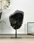 Natural Calcite & Amethyst Specimen on Metallic Stand - MWS2766