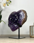 Natural Uruguayan Amethyst Heart Carving with Metal Stand - HST0292