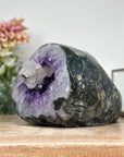 Amethyst & Agate Stone Geode with Calcite Crystal Formation - STGE0007