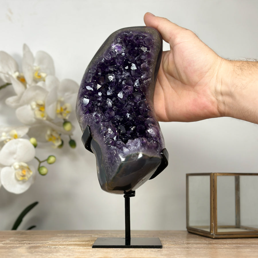 AAA Grade Natural Amethyst Cluster with Metal Stand - MWS1878