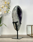 Deep Purple Amethyst Geode on Metal Stand – Stunning Crystal Formation for Shelf Display - MWS2701
