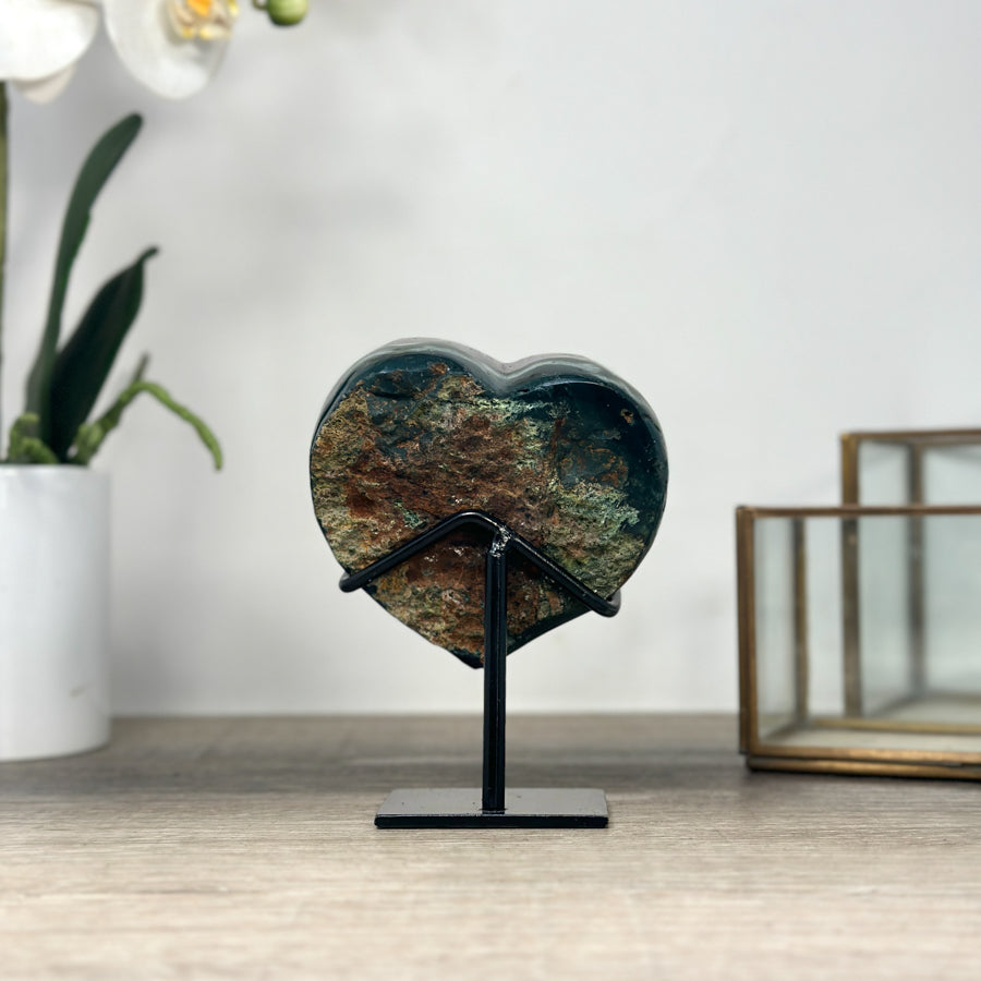Amethyst Stone Heart, Metal Stand Included - HST0295