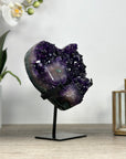 Top Grade Large Amethyst Crystal Heart, Metallic Stand Inluded - HST0283