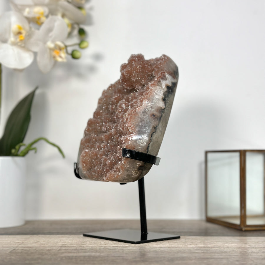 Orange Tone Crystal Cluster with Sparkling Formation on Stand for Home Decor - MWS2625