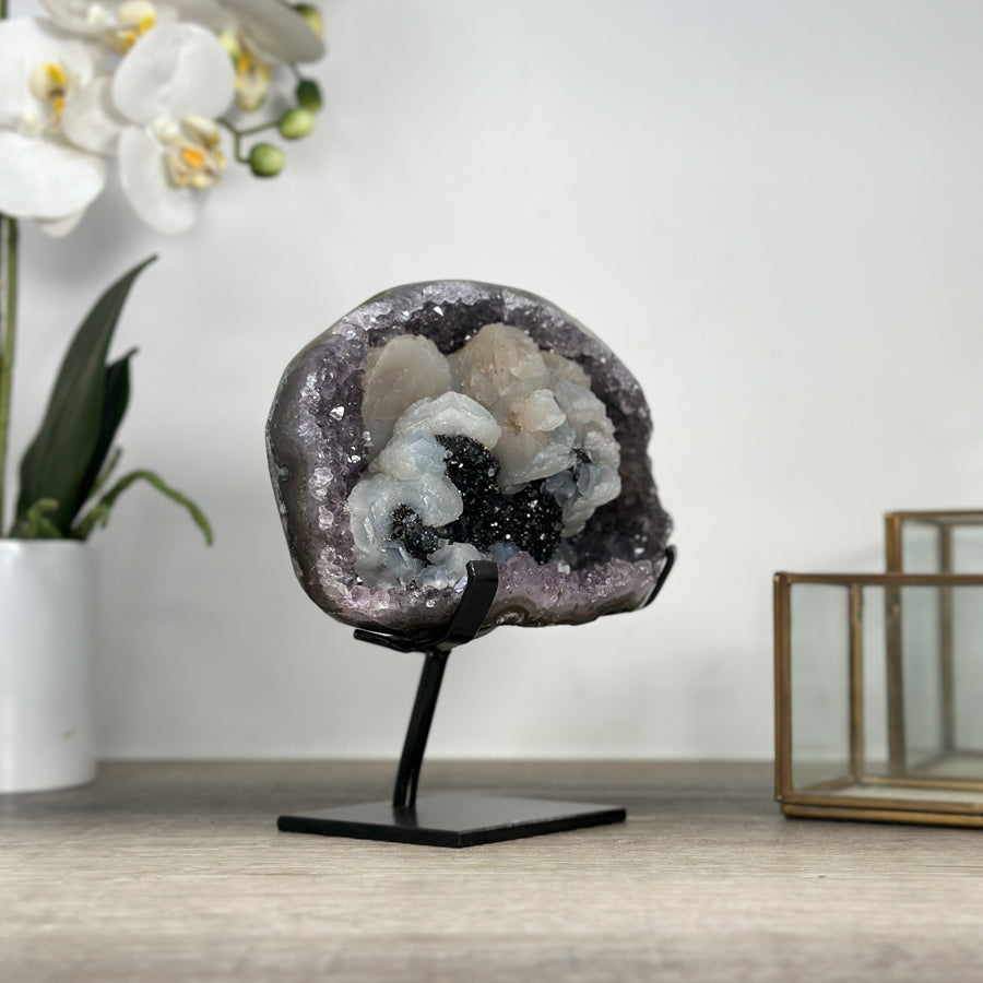 Unique Natural Geode with Calcite &amp; Hematite Specimen - MWS2220