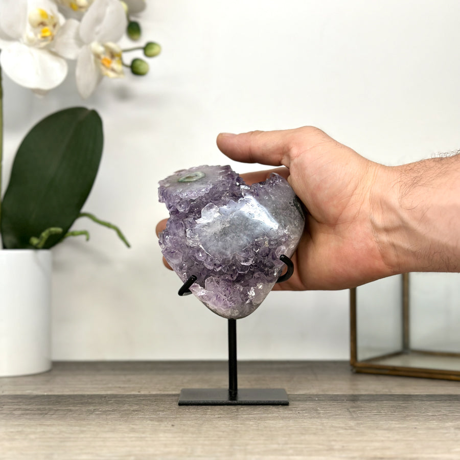 Amethyst Crystal Cluster on Stand with Light Purple Druzy - MWS2883