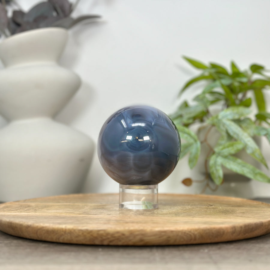 Banded Agate &amp; Druzy Sphere Geode - SPH0171