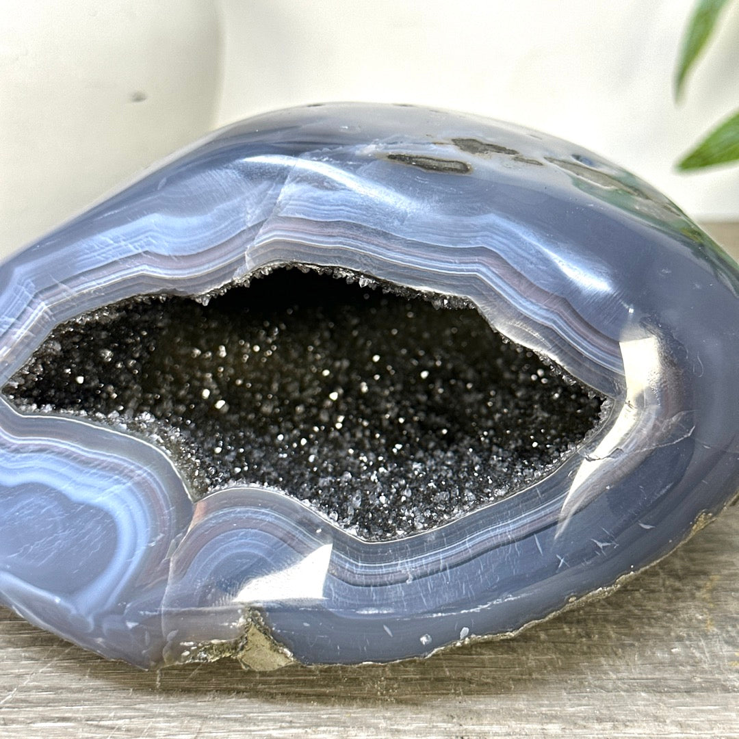 Blue Agate Polished Geode from Uruguay - STGE0079