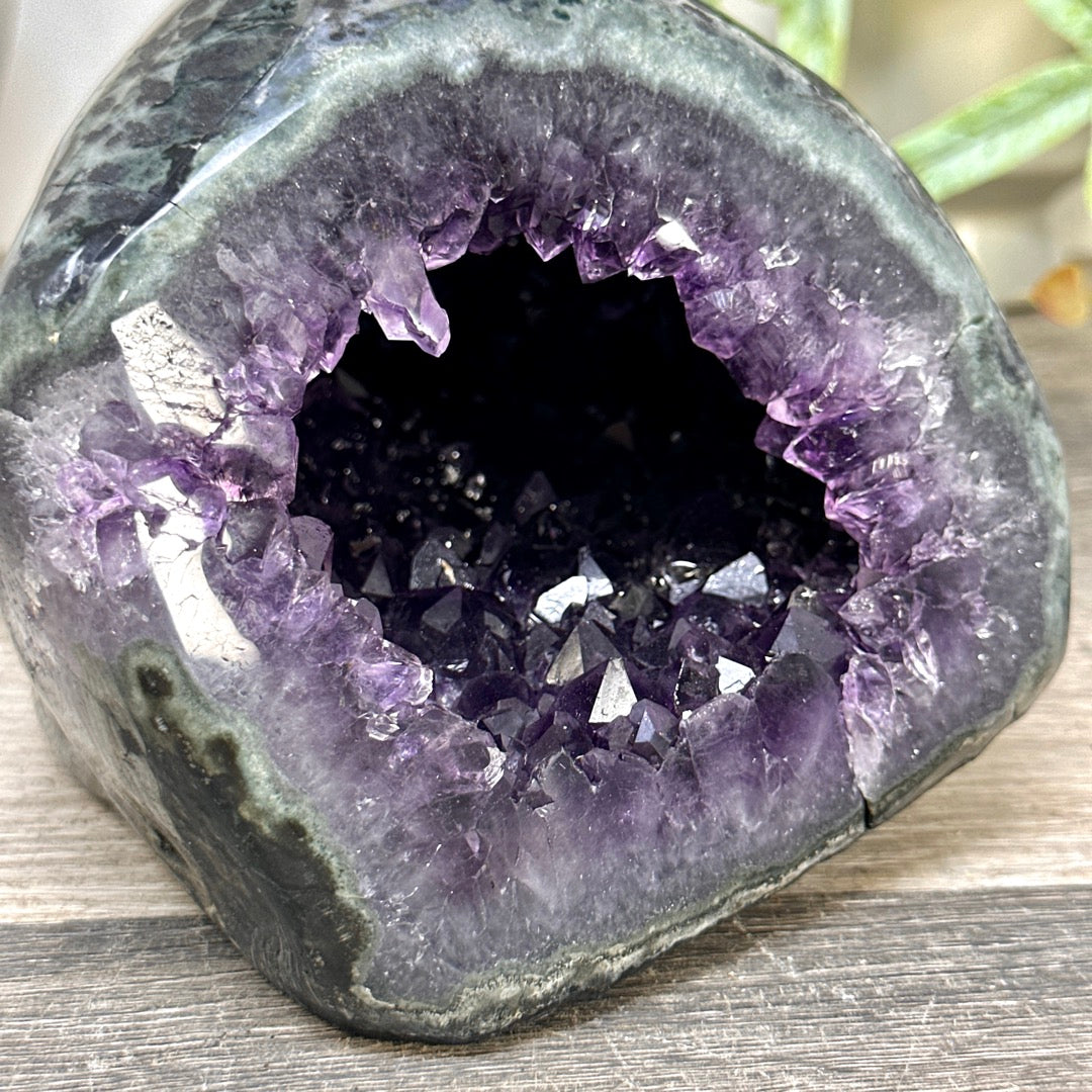 Natural Amethyst Geode with Green Jasper Shell - STGE0092