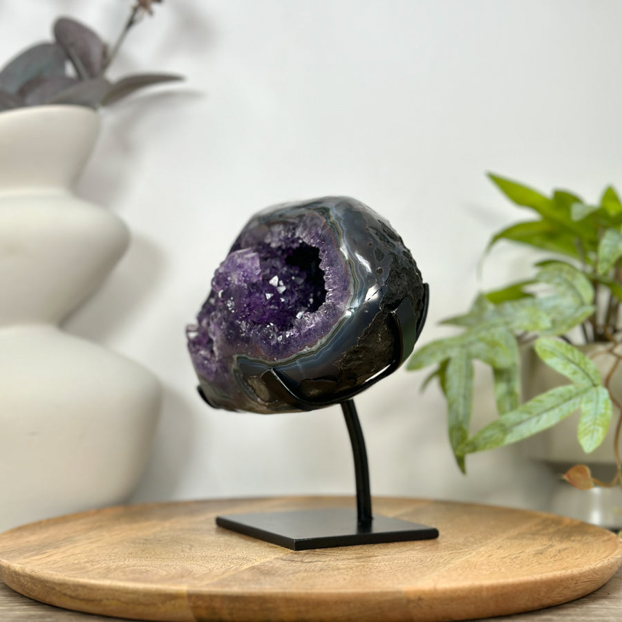 Natural Amethyst Geode with Agate Shell - MWS3096