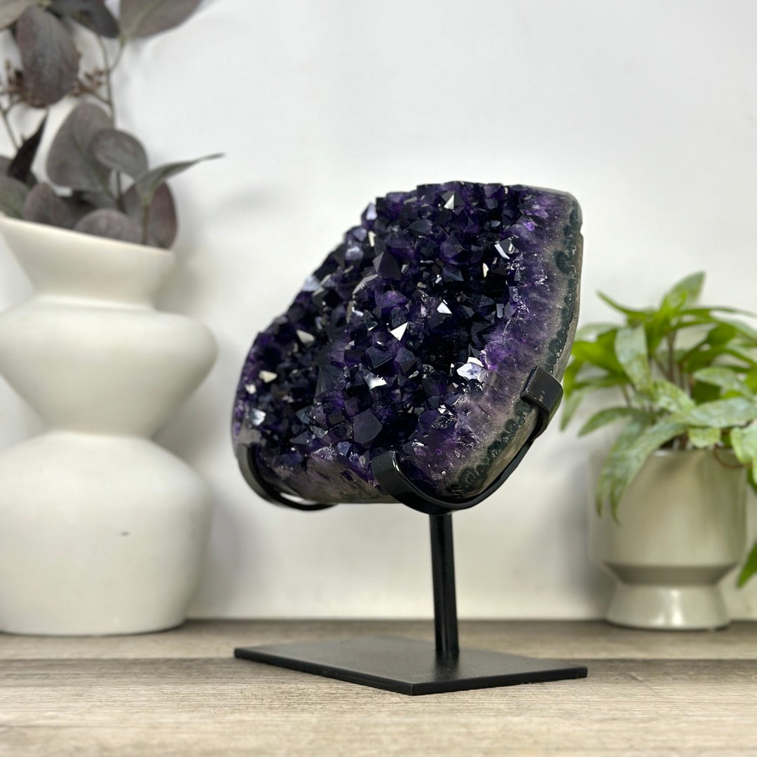 A Grade Natural Amethyst Crystal Specimen on Metal Stand - MWS3393
