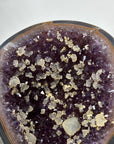 Natural Amethyst Geode with Calcite Inclusions on Stand - MWS2681