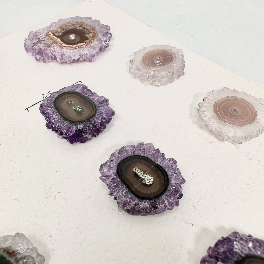 Genuine Amethyst, Quartz &amp; Green Jasper Stalactite Slices Flat - Perfect for Crafting Unique Jewelry - STS0049