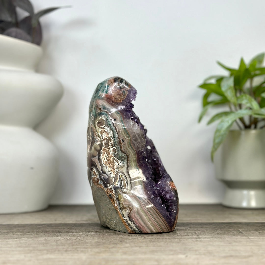 Unique Natural Amethyst Geode with Collection Grade Calcite Specimen - CBP1391