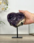 Amethyst & Green jasper Stone Heart Carving - HST0337