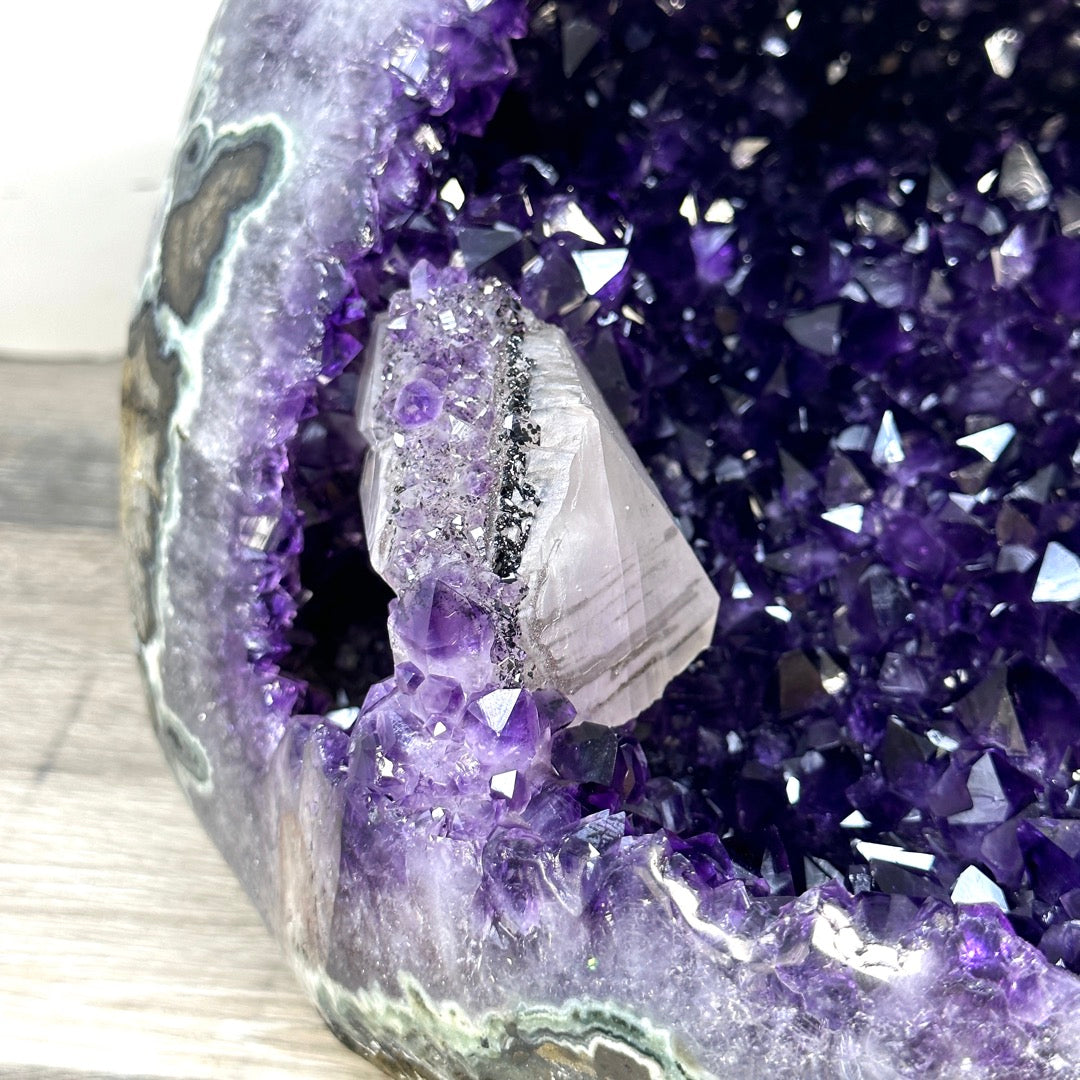 Huge A Grade Amethyst Geode with unique Calcite Crystal Formation - STGE0055