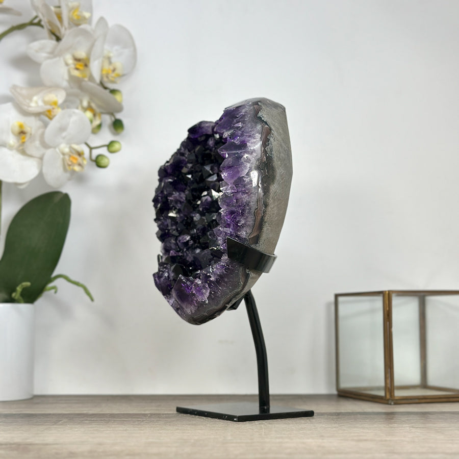 Large methyst Crystal Cluster from Uruguay– Stand Included - MWS2936