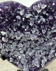 Natural Amethyst Heart Carving with Calcite Crystals Inclusions - HST0289