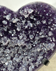 Natural Amethyst Heart Carving with Calcite Crystals Inclusions - HST0289