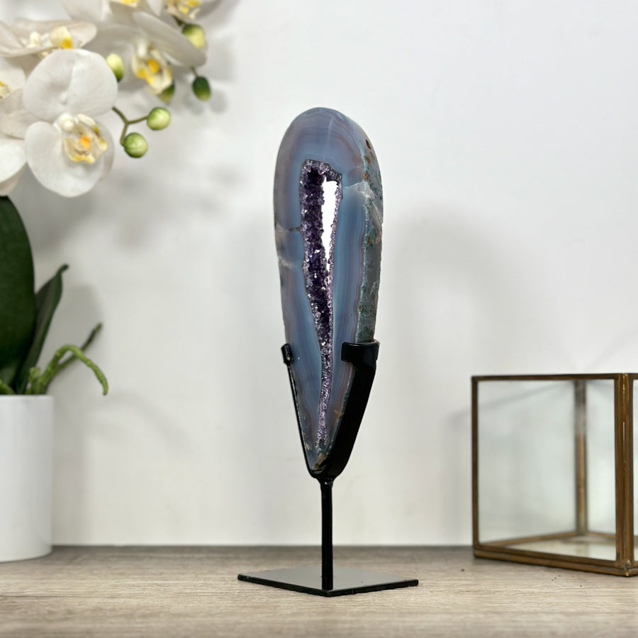 Blue Banded Agate &amp; Amethyst Geode Portal - MWS3000