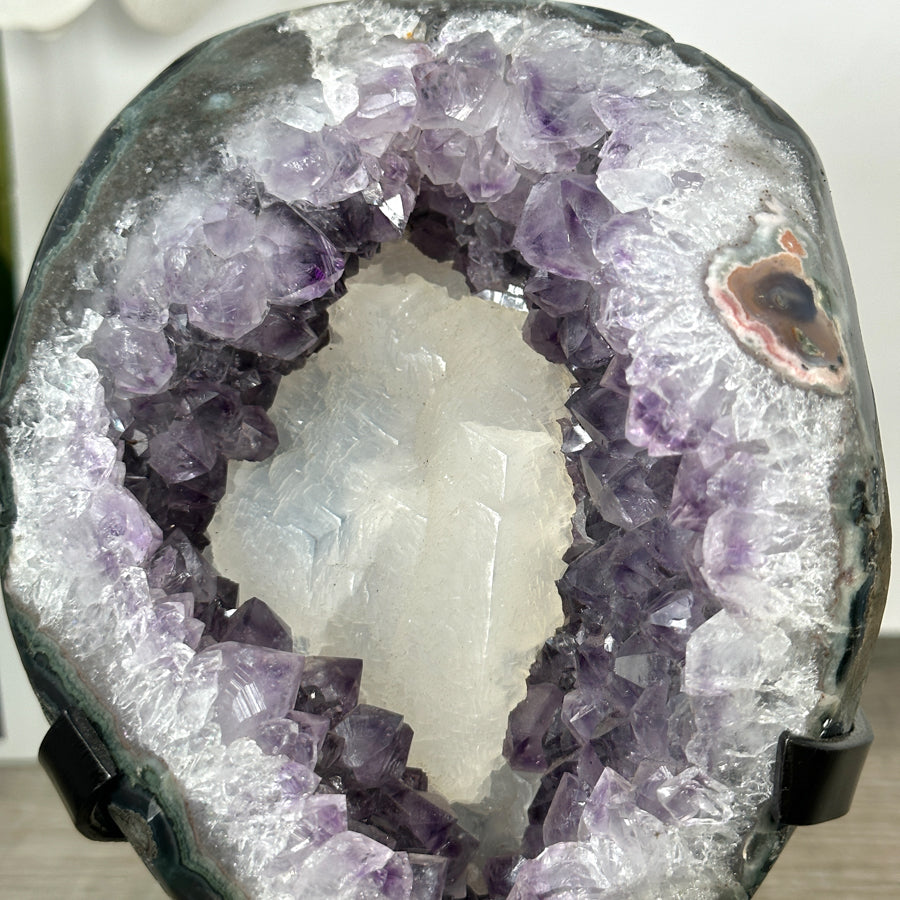 Natural Amethyst Geode wih Calcite Crystal interior - MWS3018