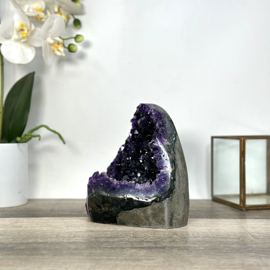 Raw Amethyst Geode with Deep Purple Crystal Cluster - CBP1227