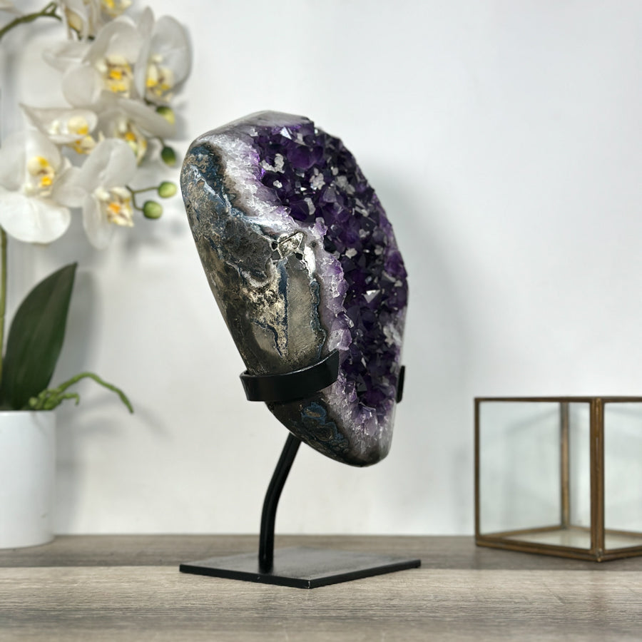 Natural Uruguayan Amethyst Geode on Metal Stand - MWS2744