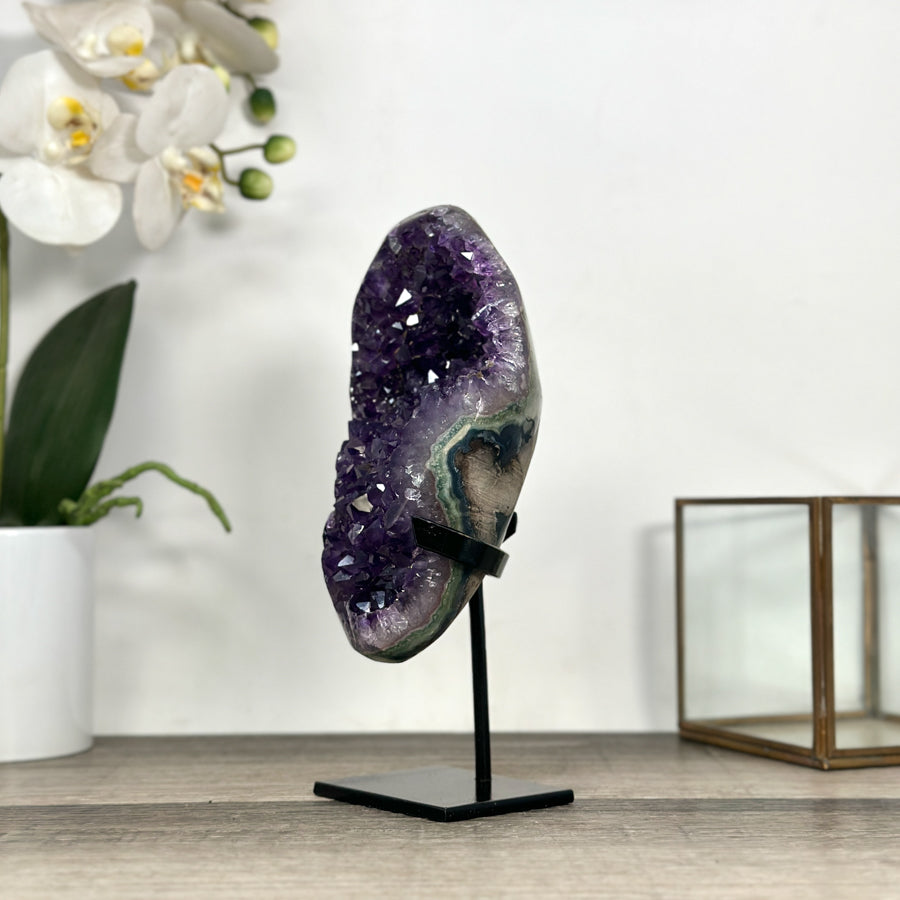 Natural Uruguayan Amethyst Cluster with Green Jasper Shell - MWS2814