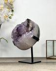 Amethyst Geode on Stand with Deep Purple Crystals and Calcite Formations - MWS2824