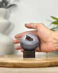 Banded Agate & Quartz Druzy Sphere Geode - SPH0202