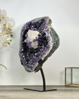 Amethyst Crystal Geode with Deep Purple Crystals and Calcite Formation - MWS2837