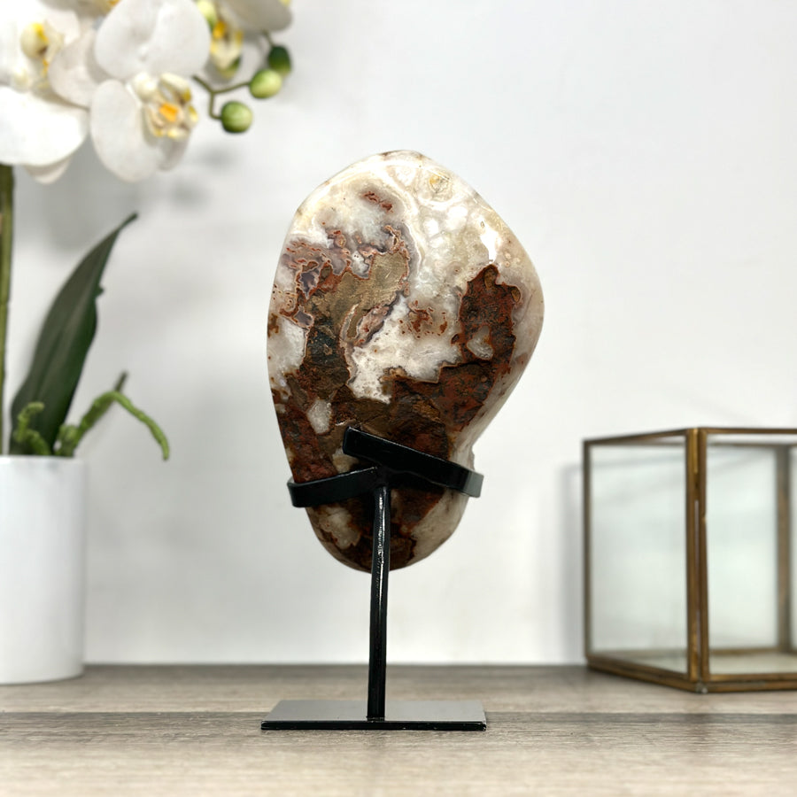 Natural Rainbow Quartz Cluster on Metal Stand - MWS2852