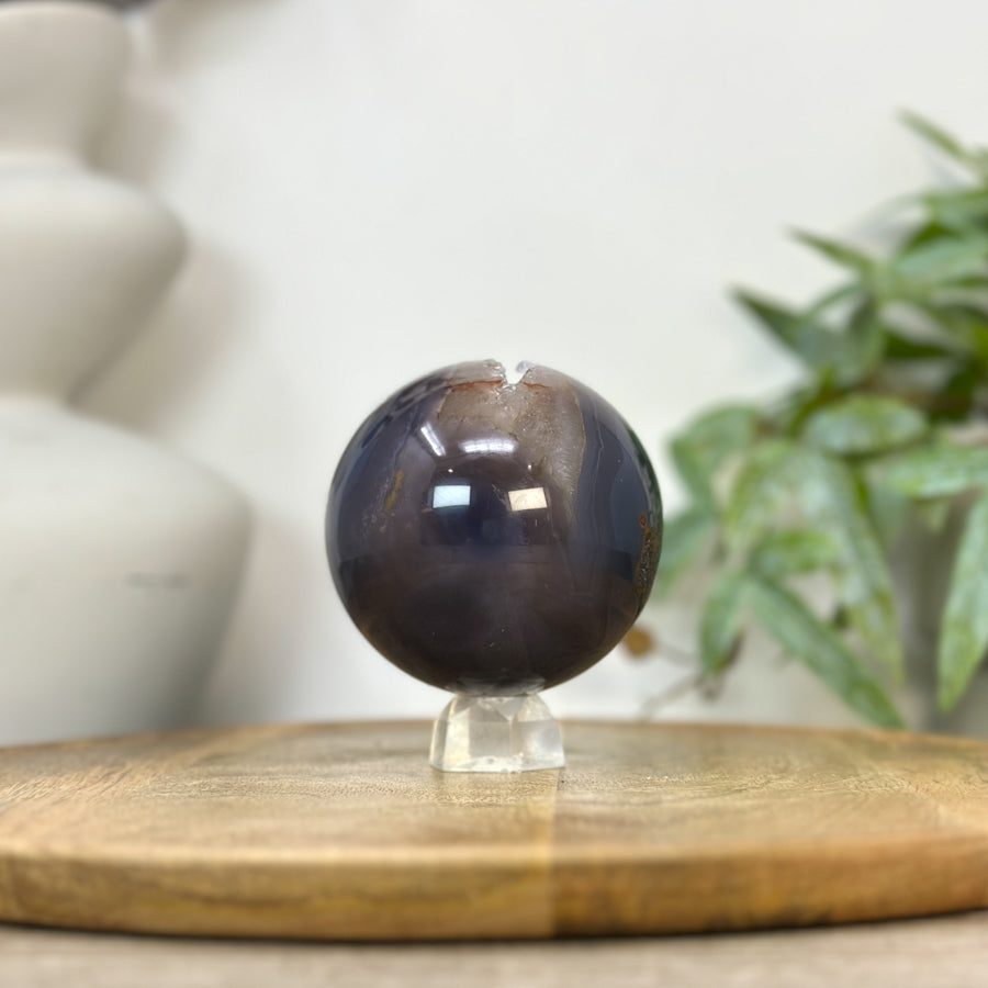 Agate &amp; Quartz Druzy Sphere Geode - SPH0221