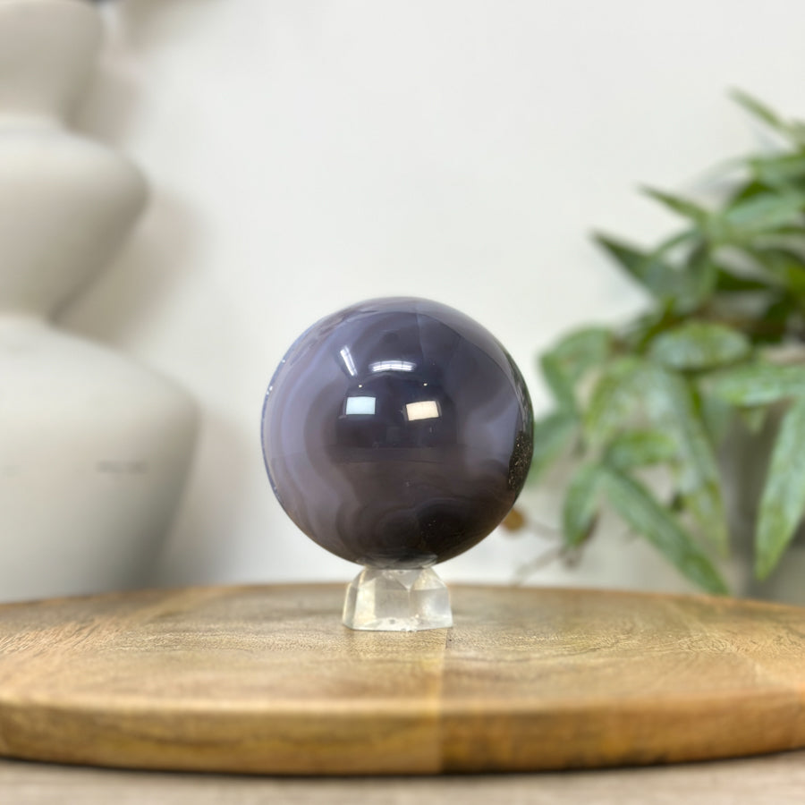 Banded Agate &amp; Druzy Sphere Geode - SPH0222